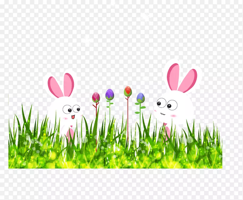 复活节兔子桌面壁纸-复活节字体快乐