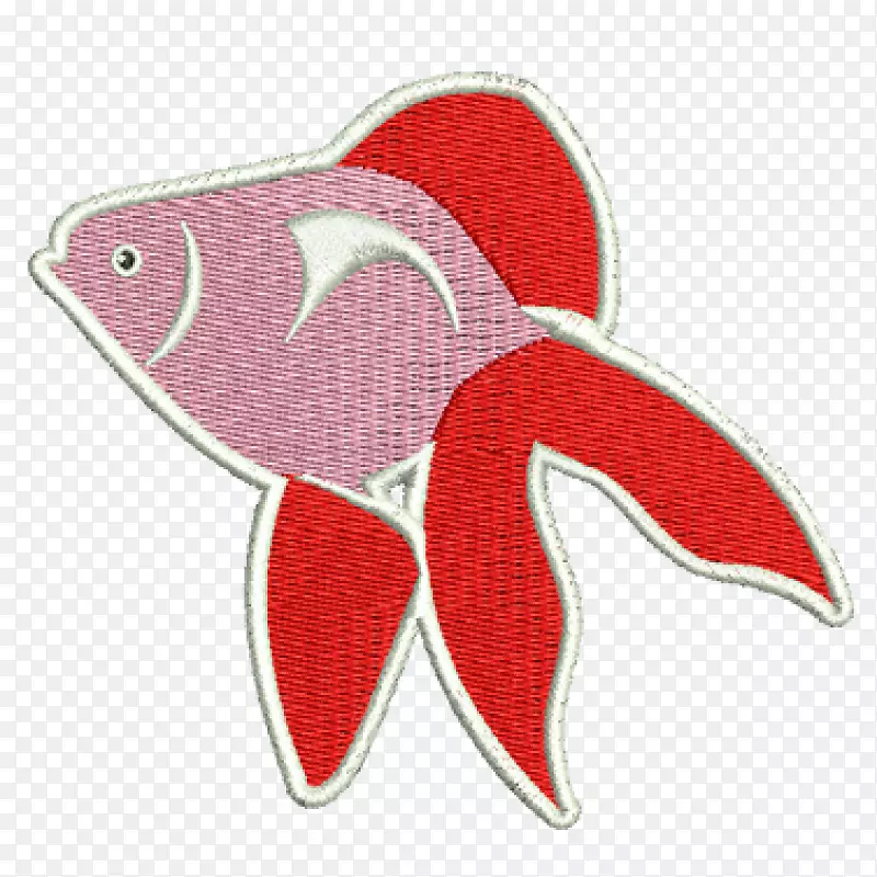 刺绣红尾鲶鱼艺术-鱼尾