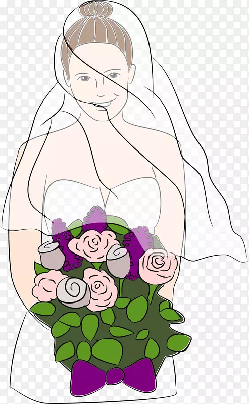 鲜花设计新娘婚礼剪贴画-新娘