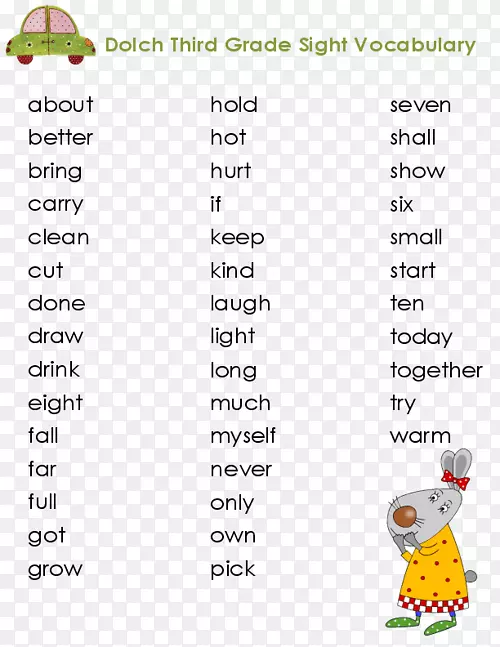 视觉单词多尔奇单词列表拼音词汇学习三年级