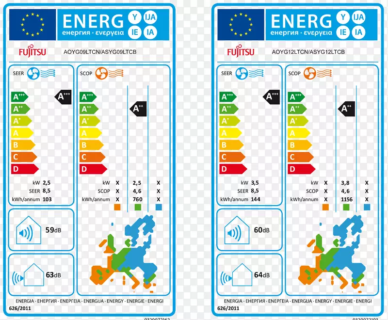 空调电源变频器富士通欧洲联盟能源标签