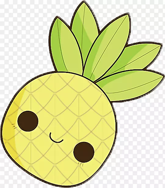 菠萝画卡瓦伊热带水果-菠萝