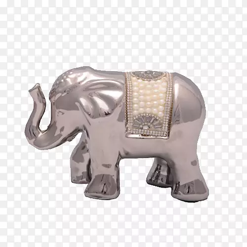 印度象非洲象银动物雕像-银