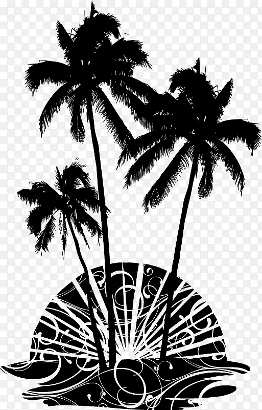 亚洲棕榈、槟榔科壁饰木本植物-棕榈树