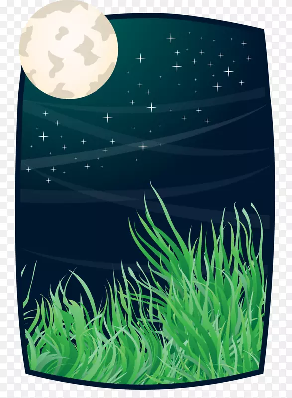 水族馆绿色生物群落-月光下的天空
