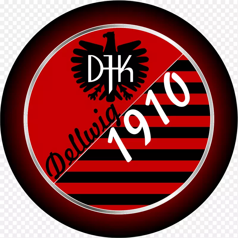 DJK dellwig 1910年。E.V.橡树山高中标志文字埃比尼泽路