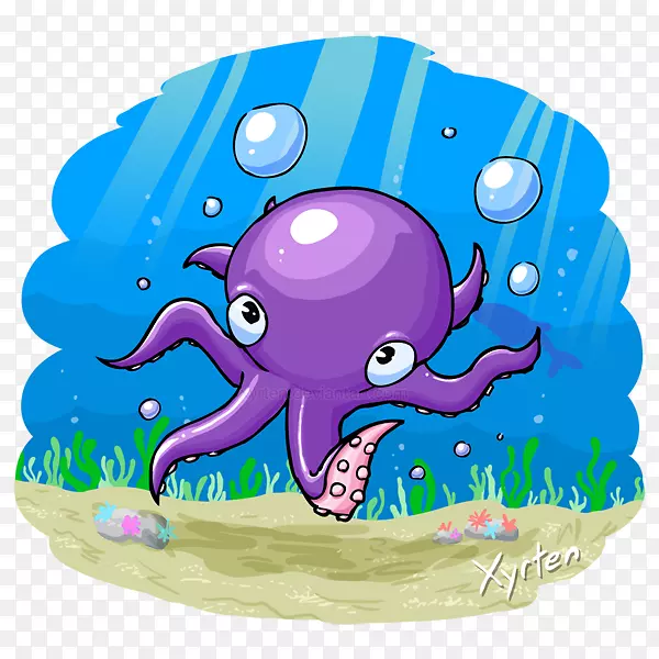章鱼头足动物海洋剪贴画章鱼画