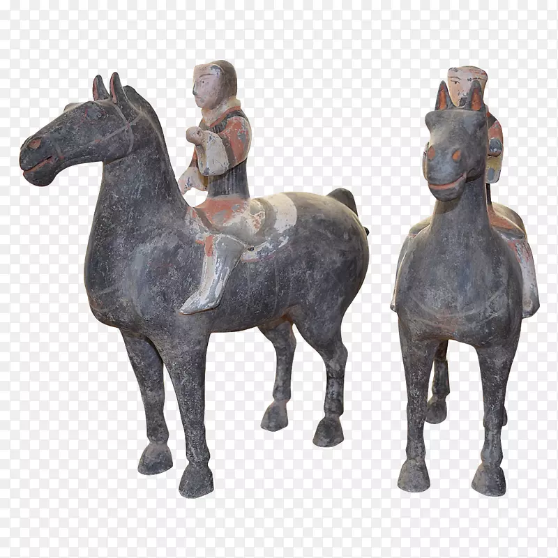 野马雕像-旧瓷器