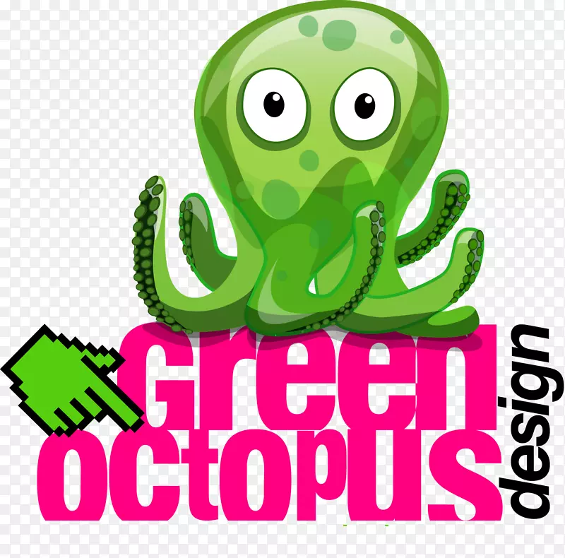 章鱼绿色标志剪贴画-设计