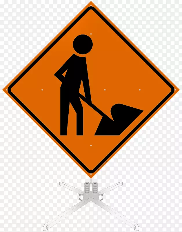 交通标志，建筑工程，道路工程，建筑工人-道路