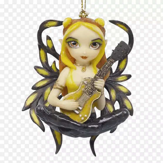 仙女金吉他雕像圣诞装饰品圣诞日-仙女