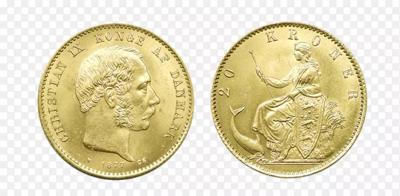 硬币20-Kronen-münze黄金10-Kronen-münze丹麦克朗-硬币