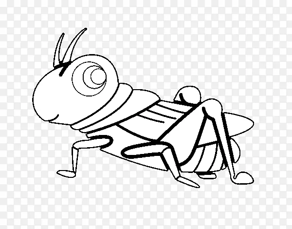 蚂蚁和蚱蜢昆虫着色书绘图-蚱蜢绘图