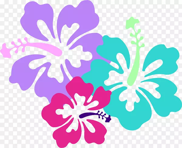 夏威夷语剪辑艺术夏威夷芙蓉迷迭香水彩木槿