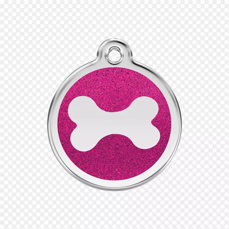 红野狗猫宠物标签-粉红色骨头