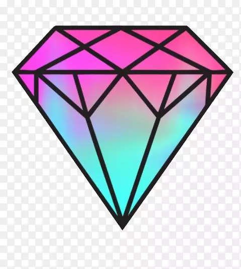 绘制蓝色钻石图像宝石-钻石