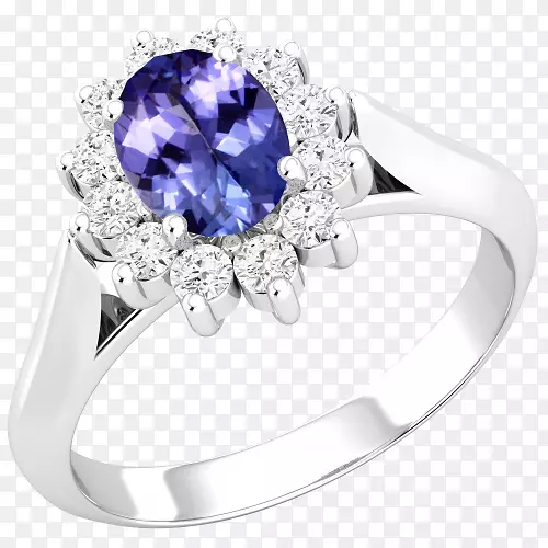 蓝宝石钻石结婚戒指坦赞尼-黄金。漂亮的，美丽的