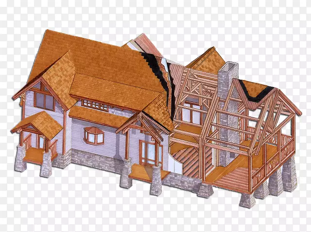 结构绝缘板木框架木屋.天然建筑