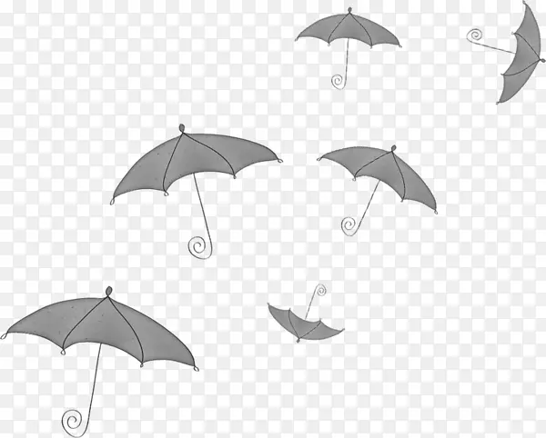 雨伞黑白插图剪贴画单色绘画-雨伞