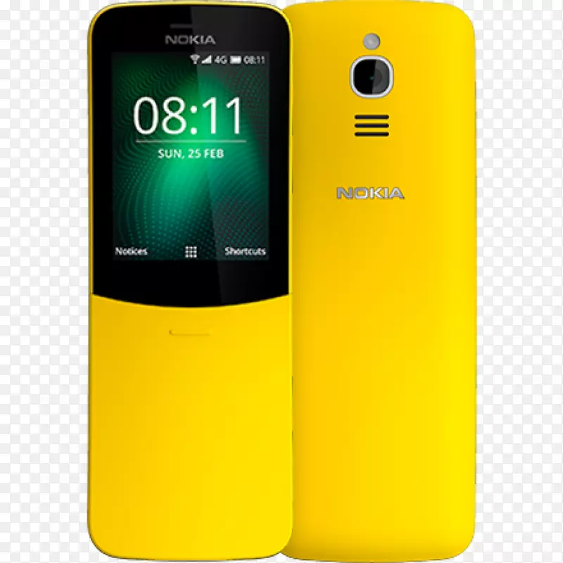 特色手机诺基亚8110 4G双ta-1059 4GB 4G LTE黄色阿拉伯语诺基亚8110 4G 2.45“双sim 4G 0.5GB 4GB 1500 mAh黄色智能手机