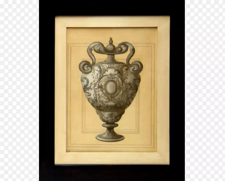 花瓶陶瓷古董雕刻缸-水彩画性质