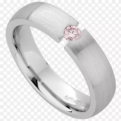 结婚戒指粉红色钻石张力戒指曲线戒指
