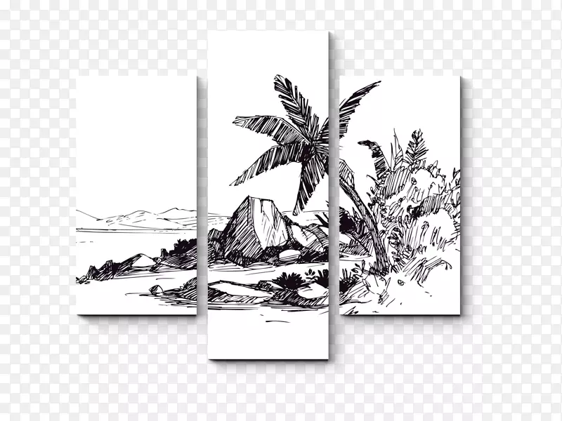 绘制图形图像插图素描岩石
