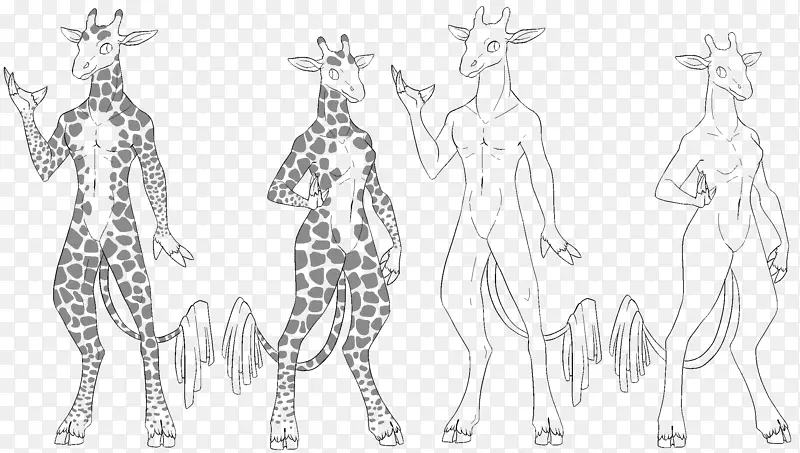 长颈鹿素描绘画插图长颈鹿