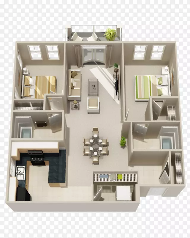三维平面图住宅平面图公寓-公寓