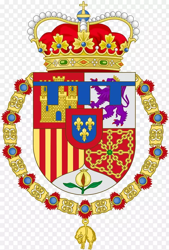 西班牙金羊毛军徽阿斯图里亚斯王子-OMB，红色背景