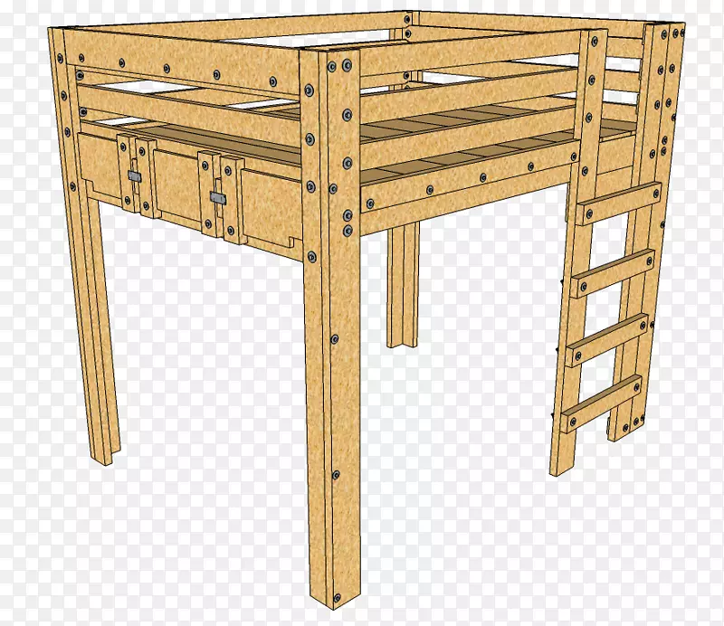 双层床桌，卧室床架-桌子