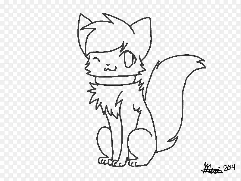 胡须猫，黑白相间的微软画图-猫
