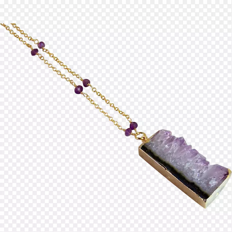 紫水晶项链、紫色魅力和吊坠珠宝.三重彩虹月光石戒指