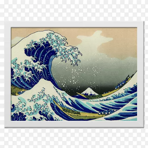 神奈川版画的巨浪风浪帆布版画
