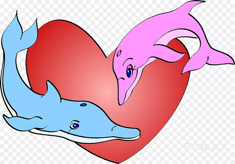 鲸鱼、海豚和海豚夹艺术插图-给予爱