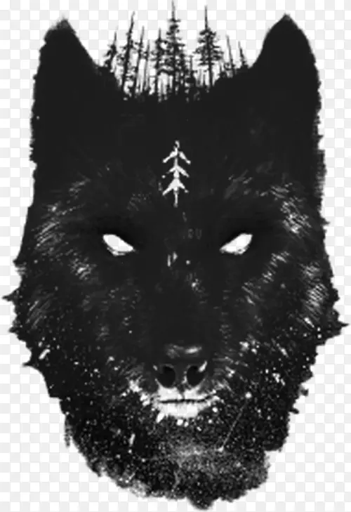 黑狼袖纹身画.香料狼插图