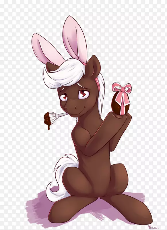 兔子复活节兔子大脚马图-可爱的动物吃巧克力