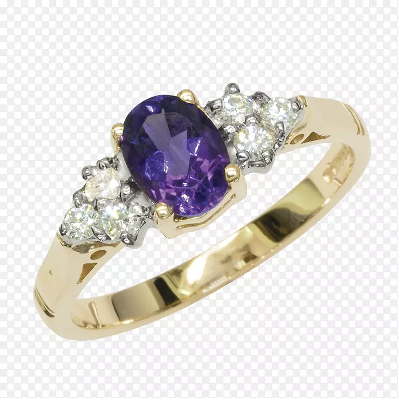 紫水晶蓝宝石戒指珠宝宝石紫水晶钻石戒指