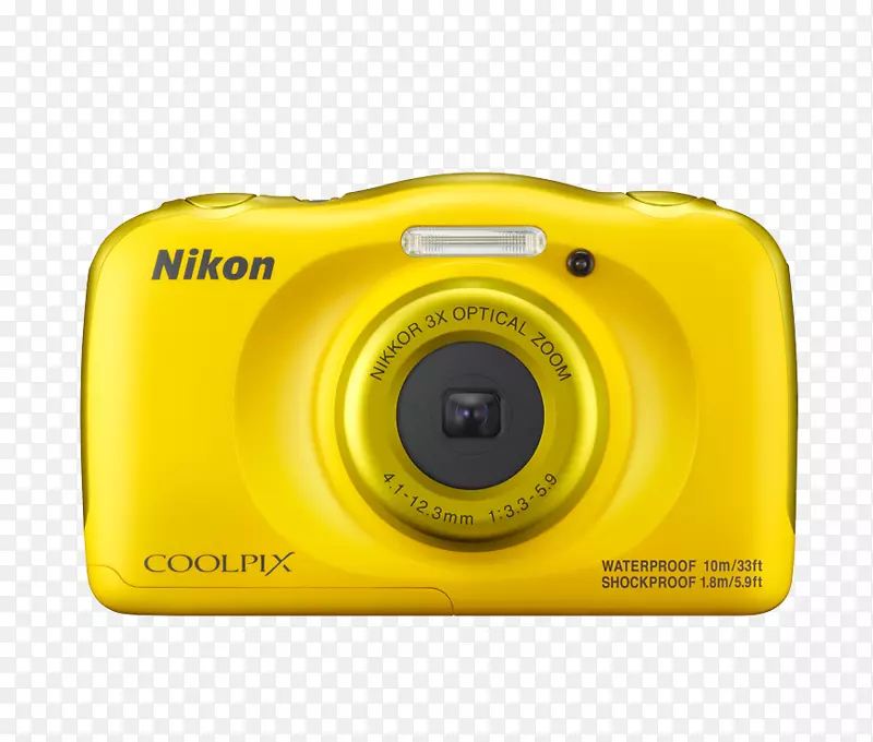 点拍摄相机Nikon Coolpix s33 Nikon Coolpix W 100数码相机(黄色)Nikon Coolpix W 100 13mp防水相机(白色)对编程数码相机