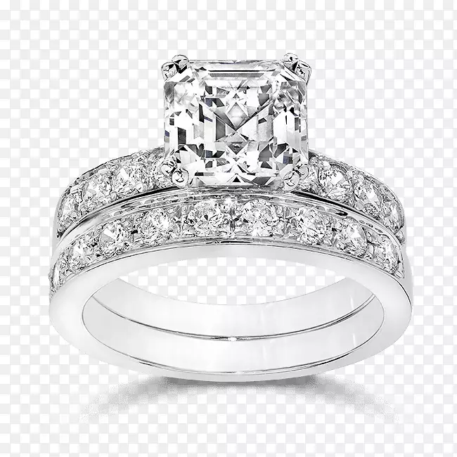 公主剪裁订婚戒指钻石切割婚戒立方氧化锆婚纱套