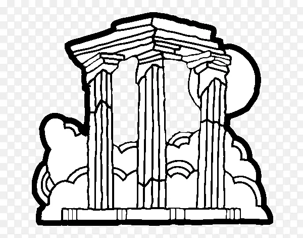 奥林匹亚宙斯神庙，雅典赫拉神庙，宙斯奥林匹亚神庙，奥林匹亚宙斯雕像-玛雅蜜蜂着色页