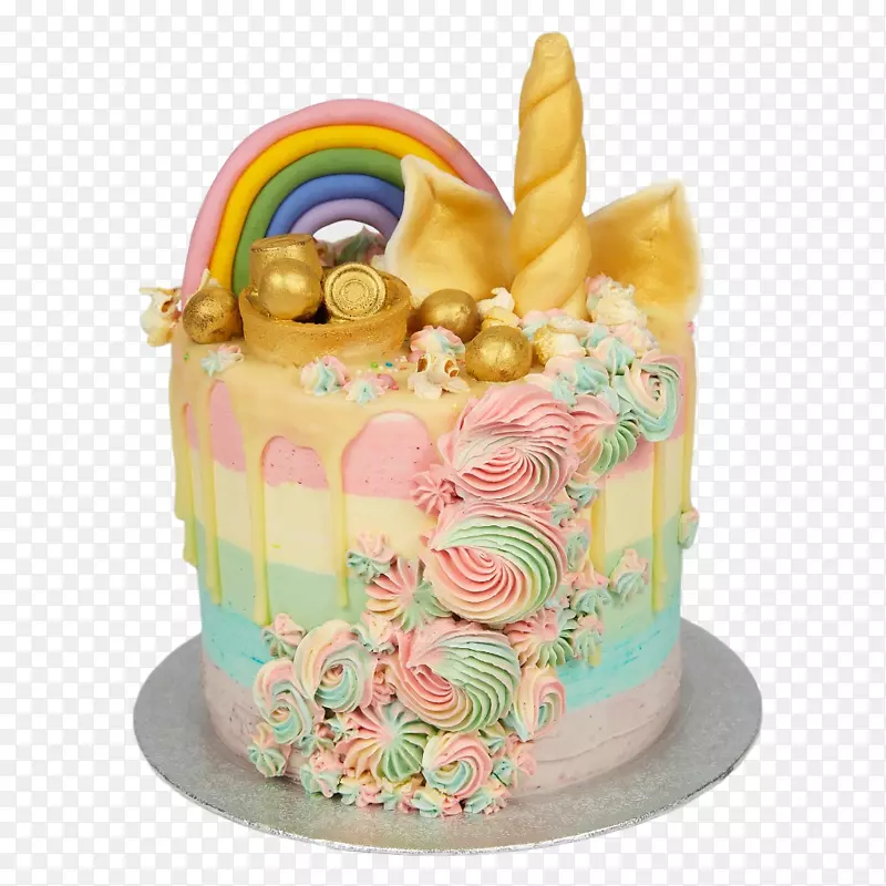 装饰独角兽奶油彩虹曲奇-独角兽生日纸杯蛋糕
