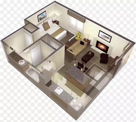 住宅平面图公寓-现代卧室设计理念