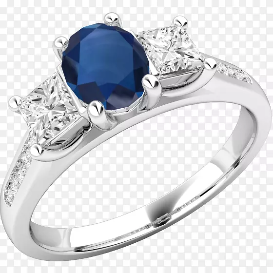 钻石切割订婚戒指蓝宝石-女孩的全金戒指