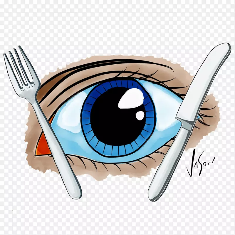 眼睛吃食物叉子-吃右眼