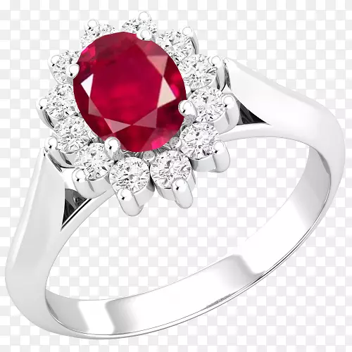 红宝石结婚戒指钻石订婚戒指红宝石钻石戒指