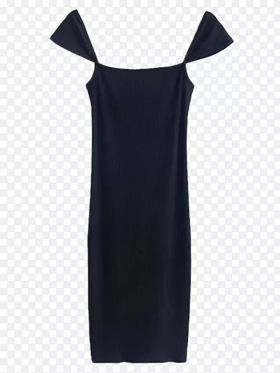 小黑连衣裙袖子褶皱领口加上尺码健美连衣裙