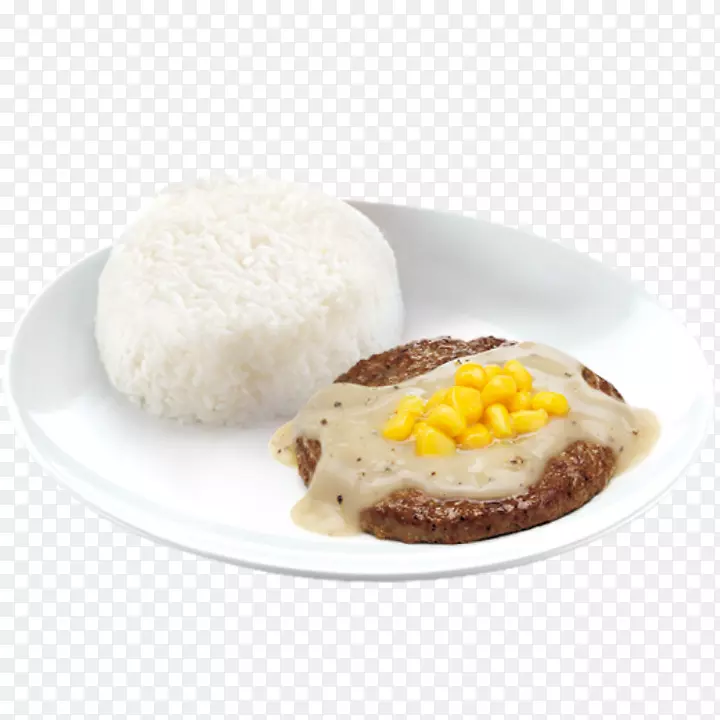 汉堡包胡椒牛排肉汁米饭