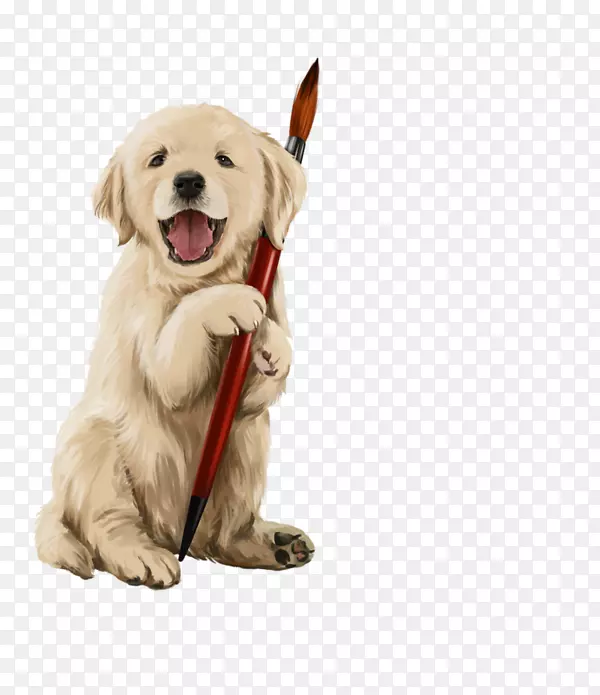 拉布拉多猎犬金毛猎犬夹艺术插图-金毛猎犬