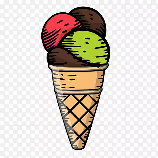 冰淇淋锥，华夫饼，剪贴画圣代-冰淇淋